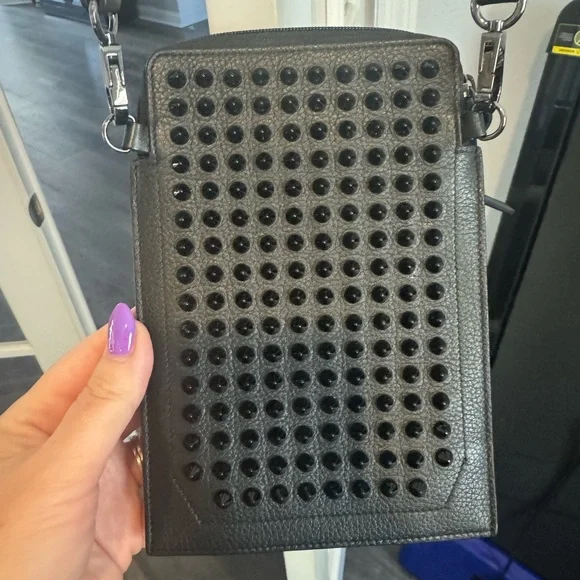 Christian Louboutin Black Crossbody Bag with Red Strap - Picture 4 of 10